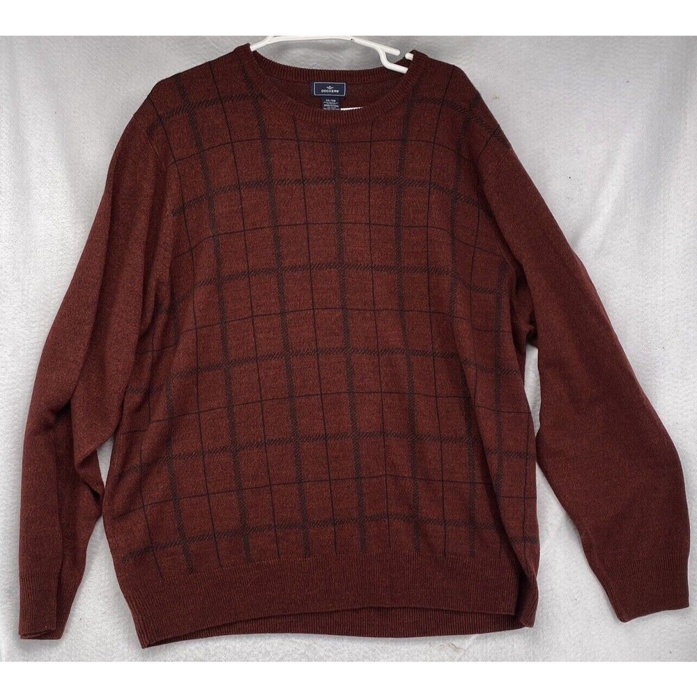Dockers Mens Size XXL Sweater Burgundy Red 100% Acrylic Crewneck Pullover - Picture 1 of 6